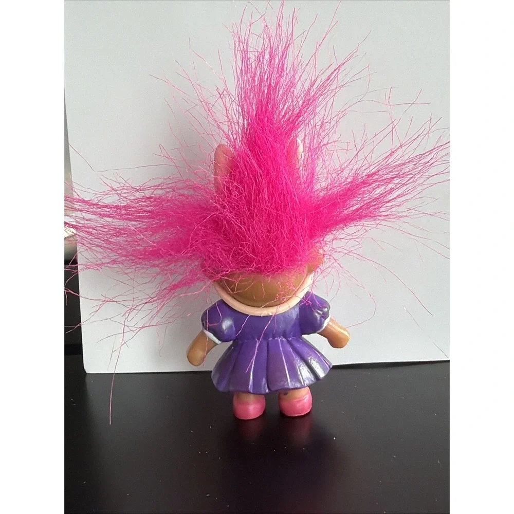 Troll Dolls Vintage Easter Bunny, Set of 4, Pink Green Hair 3 Inch Figures